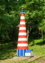 lawn lighthouse USA red white and blue